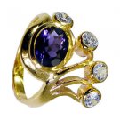 Amethyst Cz 18 Kt Y Gold Plating Signet Ring Jewelry
