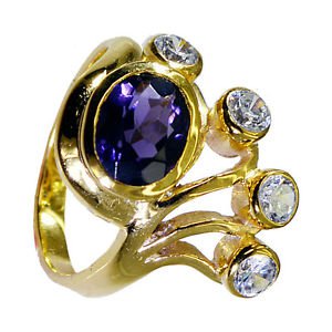Amethyst Cz 18 Kt Y Gold Plating Signet Ring Jewelry