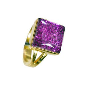 Sunstone 18-Kt Y Gold Plated Aqiq Ring