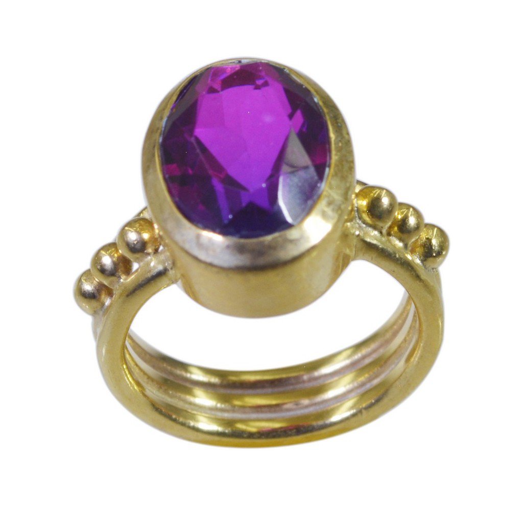 Riyo Multi Gold Plated Dichroic Glass Ring seemly handmade art jewelry GPRDGL65-