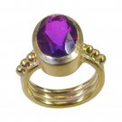 Riyo Multi Gold Plated Dichroic Glass Ring seemly handmade art jewelry GPRDGL65-