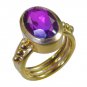 Riyo Multi Gold Plated Dichroic Glass Ring seemly handmade art jewelry GPRDGL65-