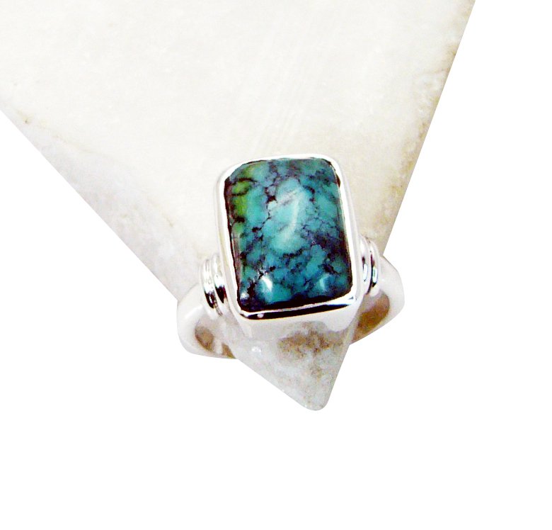 Riyo Turquoise Fuse Silver Jewellery Handmade Silver Ring Sz 7 Srtur7-82017