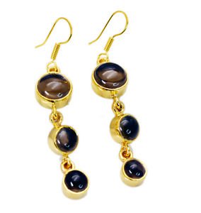 Riyogems Smoky Quartz 18c Ygold Plating Earrings L 2.5in Gpesqu-76007