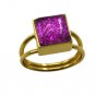 Riyo Dichroic Glass 18kt Gold Plated Inlaid Ring Gprdgl80-22016