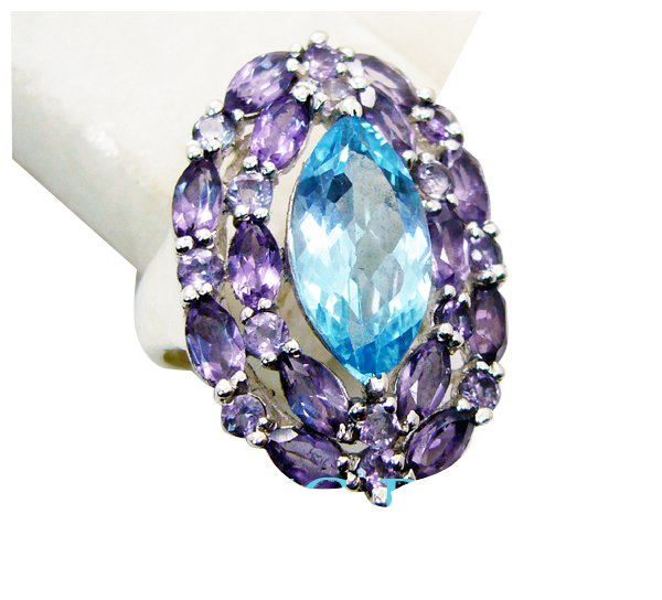 Riyo Blue Topaz Old Silver Jewelry Handmade Ring Sz 7 Srbto7-10057