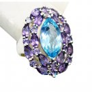 Riyo Blue Topaz Old Silver Jewelry Handmade Ring Sz 7 Srbto7-10057