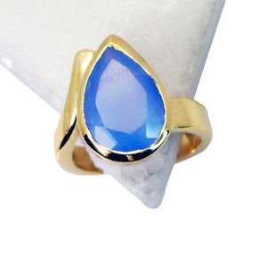Riyo Blue Chalcedony 18 Kt Gold Platings Ring Jewelry Sz 7.5 Gprbch7.5-8029