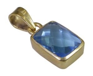 Riyo Blue  Gold Plated Blue Topaz CZ Pendant fetching jewellery handmade GPPBTCZ