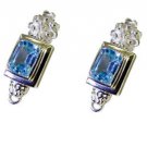 Riyo Blue Topaz Silver Filigree Jewellery Evening Wear Earring L 1in Sebto-10025