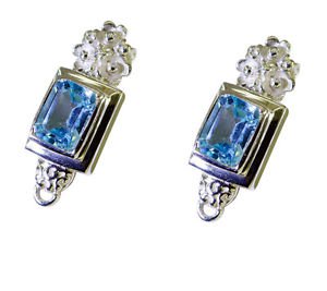 Riyo Blue Topaz Silver Filigree Jewellery Evening Wear Earring L 1in Sebto-10025