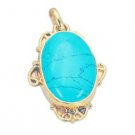 Riyogems Turquoise Copper Gold Plated Bridge Pendant L 2.1in Gpptur-82093
