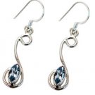 Riyo Blue Topaz Silver Designer Jewelry Dangling Earring L 1.5in Sebto-10018