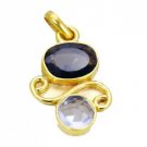 Riyogems Smoky Quartz Crystal 18ct Ygold Plate Dress Pendants L 1.2in Gppmul-520