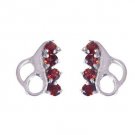 Riyo Red Garnet 925 Solid Sterling Silver Studded Earring L 0.5in Segar-26114