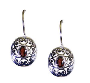 Riyo Red Garnet 925 Solid Sterling Silver Scratchresistant Earring L 1.5in Segar