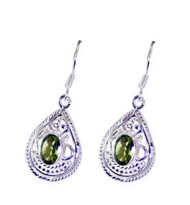 Riyo Peridot Silver Gemstone Jewelry Silver Earring Wires L 1.3in Seper-58062