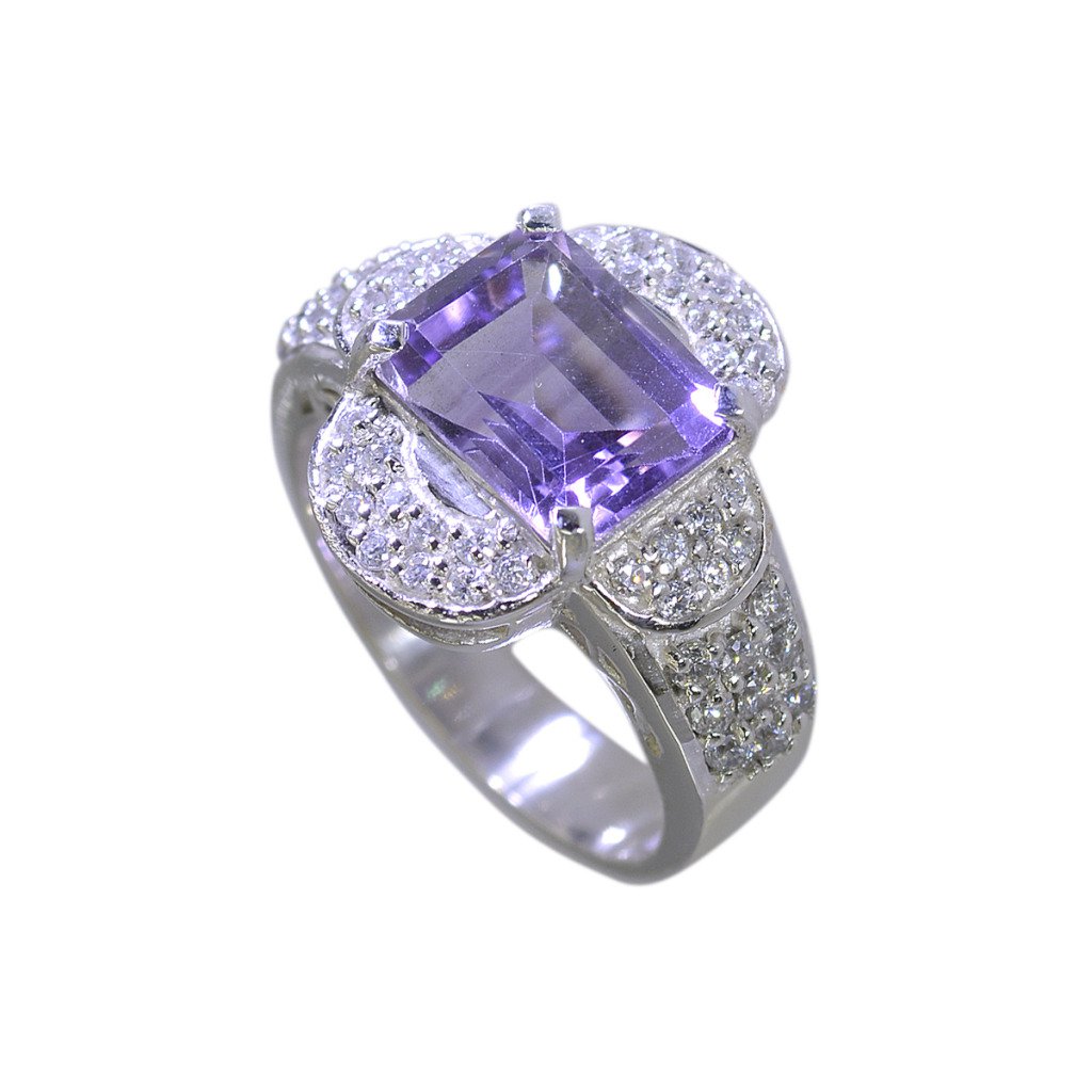Riyo Amethyst Silver Wedding Jewelry Silver Mothers Ring Sz 7 Srame7-2040