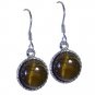 Riyo Brown 925 sterling silver Tiger Eye Earring glossy personalized gemstone je