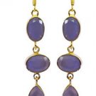 Riyogems A Purple Chalcedony Copper 18kt Gold Plated Premium Grade Earring L 3in