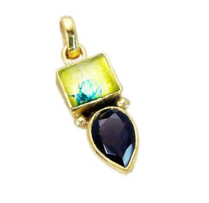Riyogems Multi Smoky Quartz 18-Kt Gold Plating Bridal Pendants L 1.5in Gppmul-52