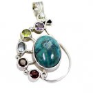 Riyo Turquoise Silver Handmade Jewellery Elephant Pendant L 1.5in Sptur-82004