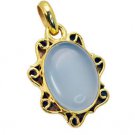 Riyogems Blue Chalcedony Gold Polish Engagement Pendants L 1.5in Gppbch-8006