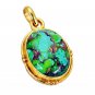 Riyogems Turquoise Gold Plated Indian Clover Pendants L 2.1in Gpptur-82102