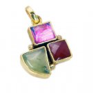 Riyogems Multi Red Onyx 18 C Gold Plated Charm Pendant L 1.5in Gppmul-52005