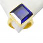 Riyo Blue Sapphire Cz 18kt Y.G. Plated Ecclesiastical Ring Sz 5 Gprbscz5-90005