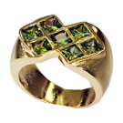 Riyo Peridot Cz 18kt Y Gold Fashion Ecclesiastical Ring Sz 7.5 Gprpecz7.5-100019