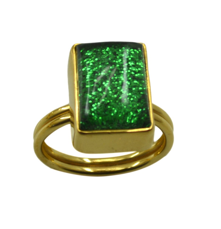Riyo  Dichroic Glass  18kt Gold Plated Jewel Tone Ring Gprdgl80-22033