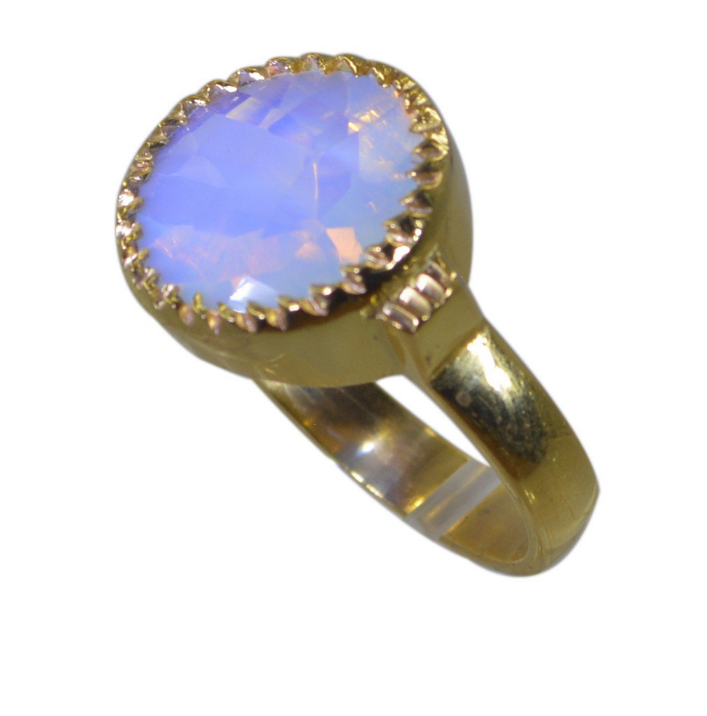 Riyo Purple Gold Plated Fire Opal CZ Ring hunky handmade gemstone jewelry GPRFOC