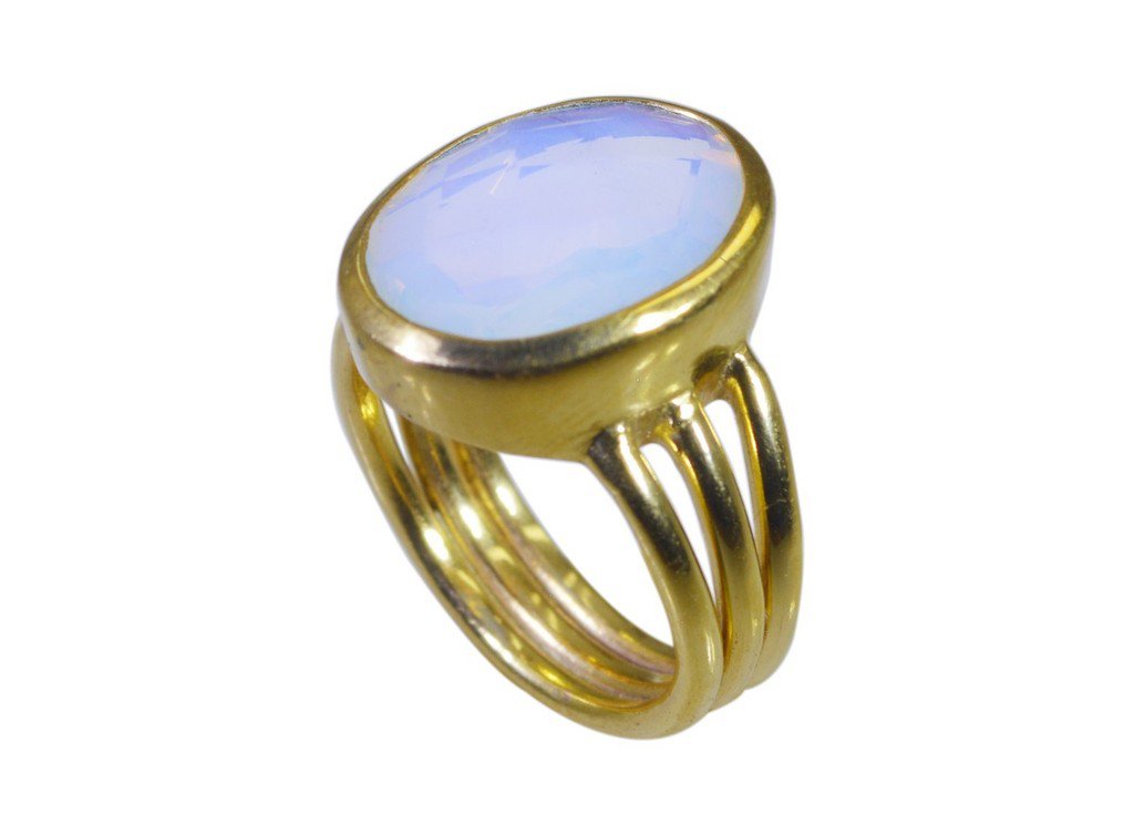 Riyo Purple Gold Plated Fire Opal CZ Ring dollish handmade ethnic jewellery GPRF