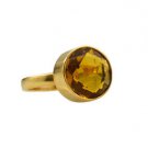 Riyo Golden Citrine Cz  18kt Gold Plated Smoky Ring Gprcicz60-94059