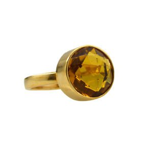 Riyo Golden Citrine Cz  18kt Gold Plated Smoky Ring Gprcicz60-94059