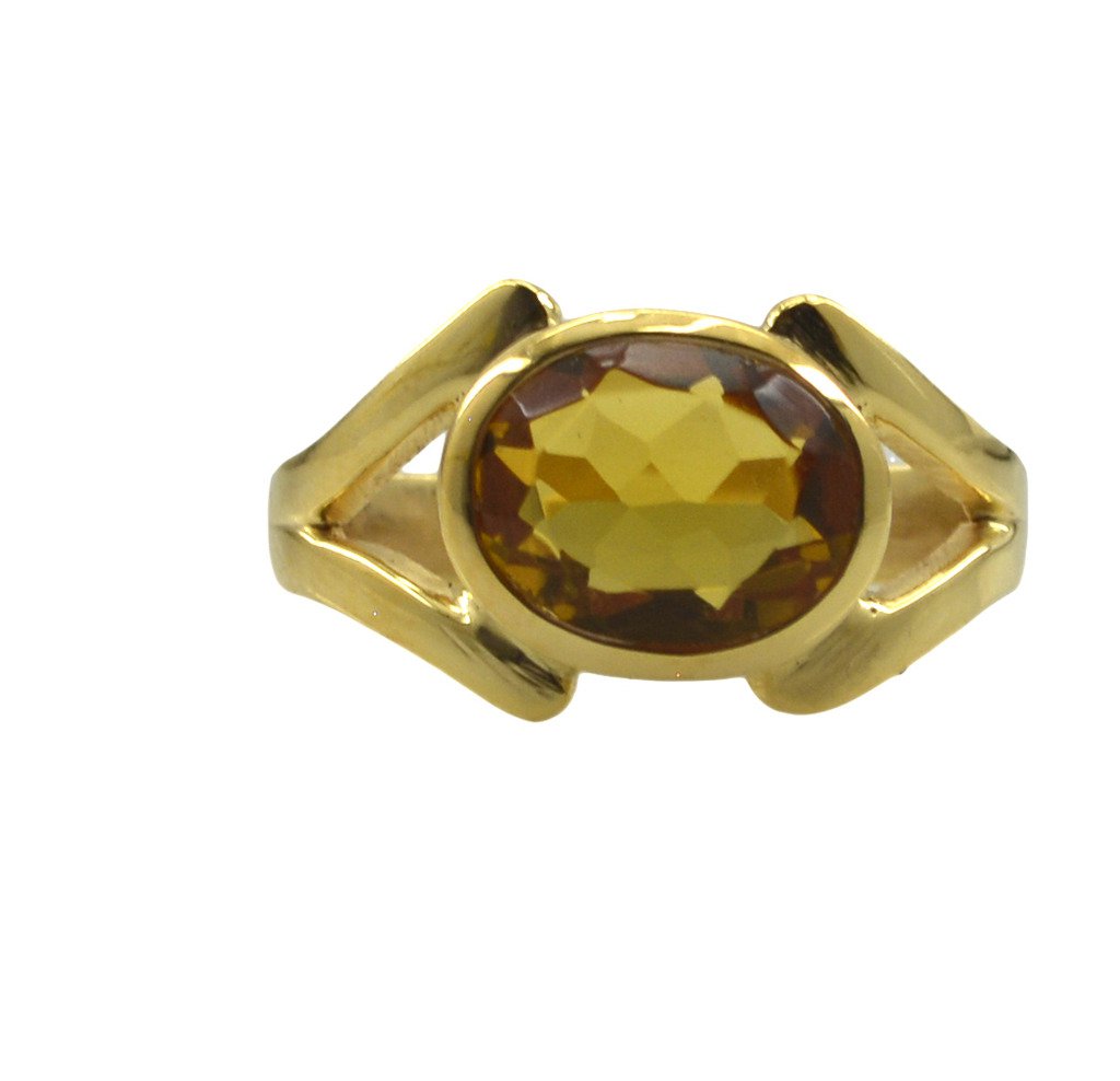 Riyo Golden Citrine Cz  18kt Gold Plated Simple Ring Gprcicz75-94044