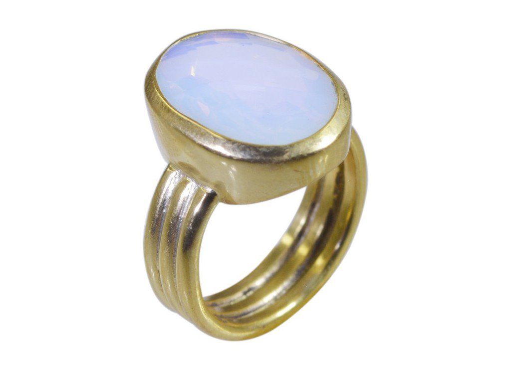Riyo Purple Gold Plated Fire Opal CZ Ring luscious handmade fabric jewelry GPRFO