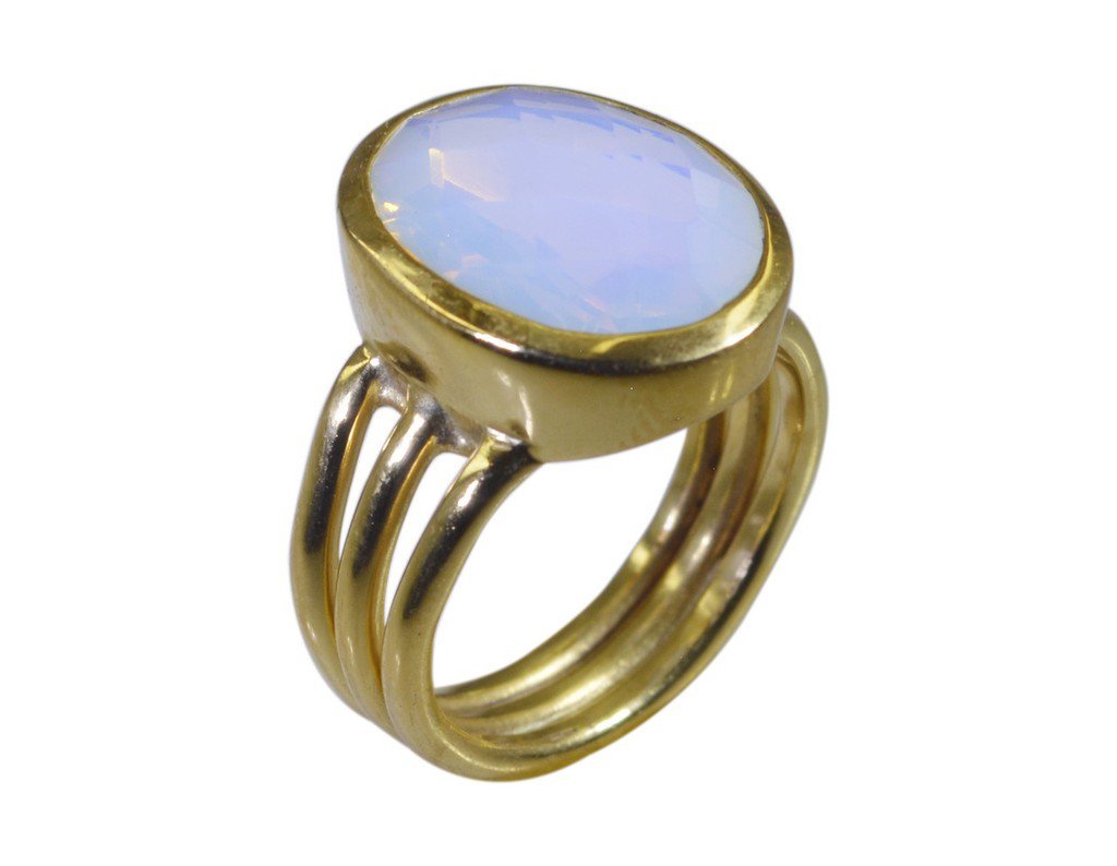 Riyo Purple Gold Plated Fire Opal CZ Ring desirable handmade designer jewelry GP