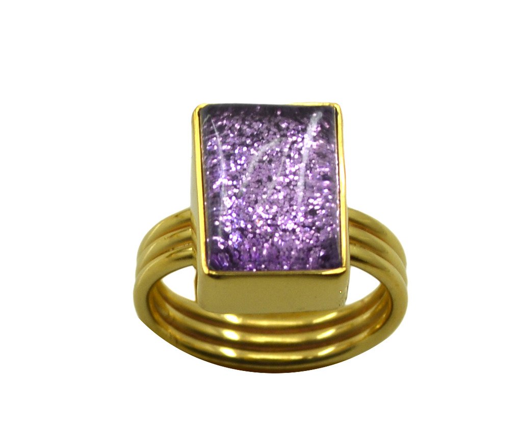 Riyo  Dichroic Glass  18kt Gold Plated High Performance Ring Gprdgl75-22023