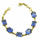 Riyo A Blue Sapphire Cz  18kt Gold Plated Rustresistant Bracelet W 7.5in Gpbrabs