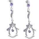 Riyo Purple Amethyst 925 Solid Sterling Silver Fashionable Earring L 2.5in Seame