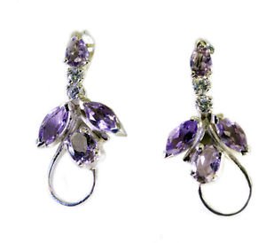 Riyo Amethyst Indian Silver Jewelry Evening Wear Earring L 1.5in Seame-2065