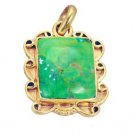 Riyogems Turquoise Gold Plated Costume Circle Pendants L 2.1in Gpptur-82100