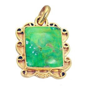 Riyogems Turquoise Gold Plated Costume Circle Pendants L 2.1in Gpptur-82100