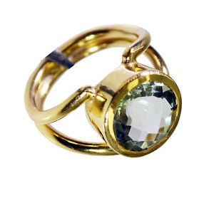 Green Amethyst 18 Ct Ygold Plating Ecclesiastical Ring