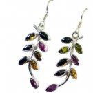 Riyo Tourmaline Silver Bridal Jewellery Spring Hoop Earrings L 2.5in Setou-84001