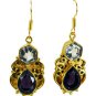Riyogems Ametyhst Green Amethyst Gold Plate Jewelry Gift Earring L 1.5in Gpemul-