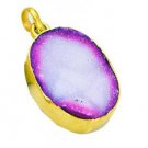Riyogems Druzy Drusy 18.Kt Y Gold Plated Snow White Pendants L 1.5in Gppdru-2406