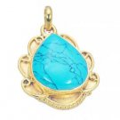 Riyogems Turquoise 18 Ct Y.G. Plated Button Pendants L 2.1in Gpptur-82094